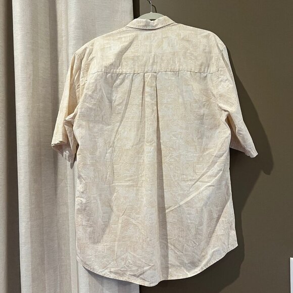 Men's Natural Issue Short Sleeve Patterned Cotton Shirt, Size Large Tall - Picture 5 of 10